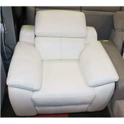 NEW WHITE GENUINE LEATHER ELECTRIC RECLINING