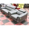 NEW GREY GENUINE LEATHER ELECTRIC RECLINING