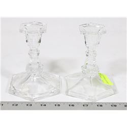 PAIR OF CRYSTAL CANDLE HOLDERS