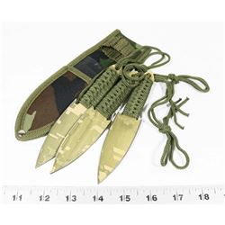 SET OF 3 CAMO THROWING KNIVES WITH SHEATH 440