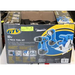 NEW GTV 18V 3-PIECE CORDLESS TOOL KIT