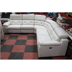 NEW OFF WHITE GENUINE LEATHER ELECTRIC RECLINING