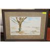 Image 1 : FRAMED PICTURE OF TREE/SNOWY FIELD BY ARTIST