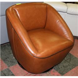 NEW BROWN GENUINE LEATHER TUB CHAIR