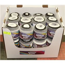 LOT OF 20 BERNAT POP YARN EBONY & IVORY