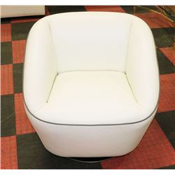 WHITE GENUINE LEATHER TUB CHAIR