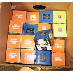 LARGE BOX OF OIL BURNERS AND TEALIGHT HOLDERS
