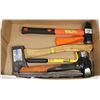 Image 1 : BOX W/AXE, LEVEL, 2 BLACKSMITH HAMMERS,