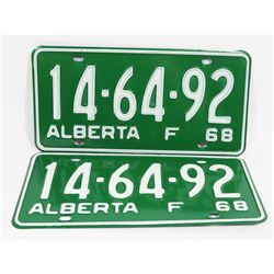 MATCHING PAIR OF NEW OLD STOCK 1968 ALBERTA PLATES