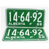 MATCHING PAIR OF NEW OLD STOCK 1968 ALBERTA PLATES