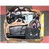 Image 1 : LARGE BOX OF HANDBAGS & PURSES (MOSTLY