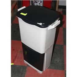 TWO COMPARTMENT GARBAGE CAN.