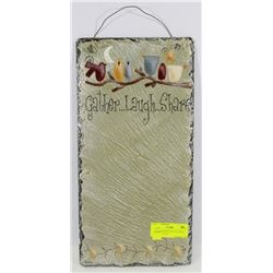 HAND PAINTED SLATE TILE WALL HANGING. 8 X 16