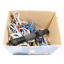 LOT OF ROPE TOOLS AND HARDWARE