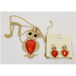 AMBER OWL NECKLACE SET