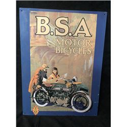 VINTAGE B.S.A MOTORCYCLES TIN SIGN (12" X 18")