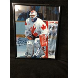 GRANT FUHR AUTOGRAPHED 8" X 10" FRAMED COLOR PHOTO W/ COA (TEAM CANADA)