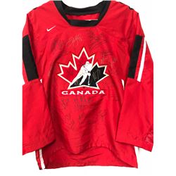 2004 TEAM CANADA WORLD CUP HOCKEY JERSEY (TEAM SIGNED) W/ IGINLA/ LUONGO/ LECAVALIER & MANY MORE...