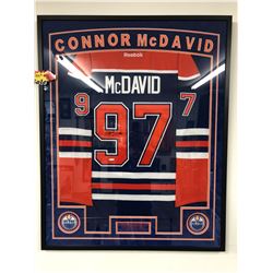 Connor McDavid Signed Oilers 36 x 44 Custom Framed Authentic Reebok Premier Jersey (UDA COA)