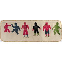 A felt, sealskin & embroidery floss wall hanging of SIX FIGURES by an unidentified Inuit artist.