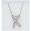 Image 1 : 14KT White Gold 0.22ctw Diamond Pendant with Chain
