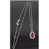 Image 2 : 14KT White Gold Ruby and Diamond Pendant with Chain