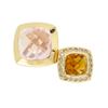 Image 1 : 18KT Yellow Gold Citrine, Rose Quartz and Diamond Ring