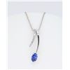 Image 1 : 14KT White Gold Tanzanite and Diamond Pendant with Chain