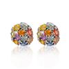 Image 1 : 14KT White Gold 9.10ctw Multi Color Sapphire and Diamond Earrings