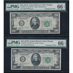 1934A and 1934B $20 Chicago Federal Reserve Notes PMG 66EPQ