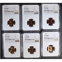 6 LINCOLN CENTS NGC PF-67 RD