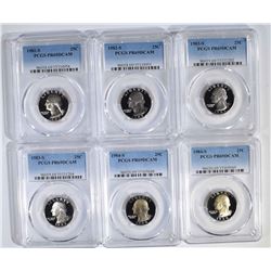 6 WASHINGTON QUARTERS PCGS PR-69DCAM