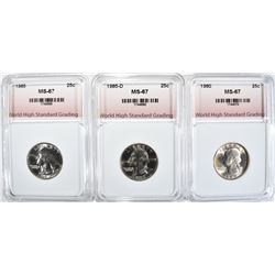 3-WASHINGTON QTRS GRADED WHSG