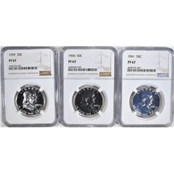 1959, 60 & 61 FRANKLIN HALF DOLLARS, NGC PF-67