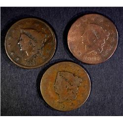 LARGE CENTS: 1818 & 1826 GOOD, 1835 VG/F