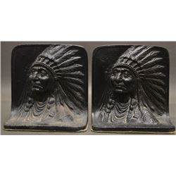 CAST IRON INDIAN HEAD BOOK ENDS