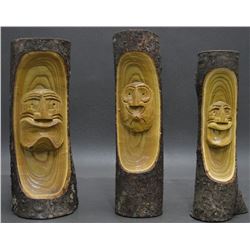 THREE IROQUOIS INDIAN CARVINGS