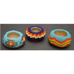 THREE PAIUTE INDIAN BEADED BASKETS