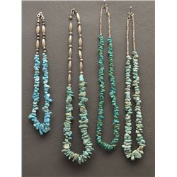 FOUR PUEBLO INDIAN NECKLACES