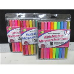 3 New packs of 10 Fabric Markers Duo Tip 30 total / Assorted colors