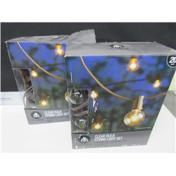 2 New 20 foot Clear Bulb String Light set/ great for patio and more Tested working
