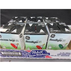 6 New GE Floodlights / 3 red 3 green Floodlight 85 / msrp 8.99 walmart each
