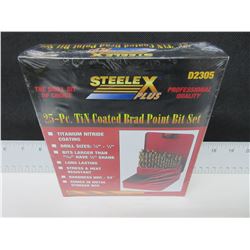 New 25 piece Drill bit set in metal index case / Brad point bits for wood
