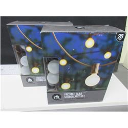 2 Frosted Bulb 20 ft String Light sets Tested Working / great for Patio