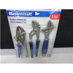 New Mastercraft Pliers and Wrench set 3 piece