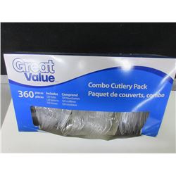 360 piece Plastic Cutlery Pack / forks/spoons/knives