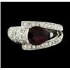 Image 2 : 1.56 ctw Ruby and Diamond Ring - 18KT White Gold