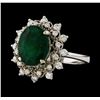 Image 1 : 3.09 ctw Emerald and Diamond Ring - 14KT White Gold