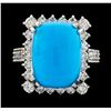 Image 2 : 9.30 ctw Turquoise and Diamond Ring - 14KT White Gold