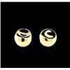 Image 1 : Glossy and Satin Round Post Earrings - Gold Plated